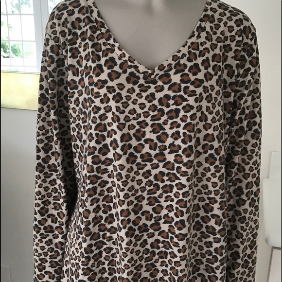 Terre & Sky Tops - Leopard Print Top by Terre & Sky Size  1X. 16W-18W